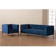 Bowery Hill Navy Velvet 2-Piece Sofa and Lounge Chair Set