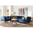 Bowery Hill Navy Velvet 2-Piece Sofa and Lounge Chair Set