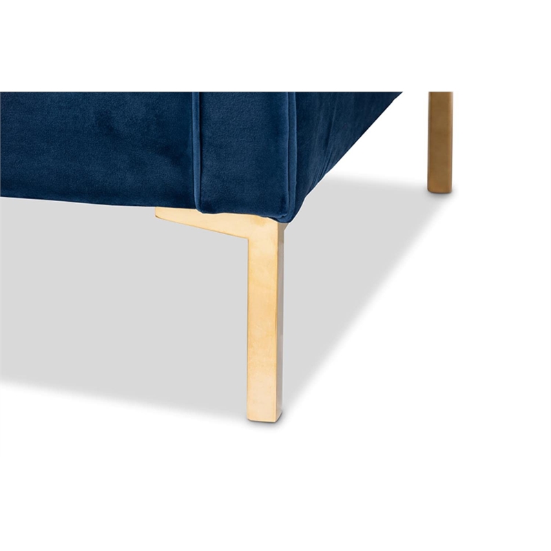 Bowery Hill Navy Velvet 2-Piece Sofa and Lounge Chair Set