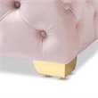 Bowery Hill Modern Tufted Velvet Ottoman in Light Pink and Gold