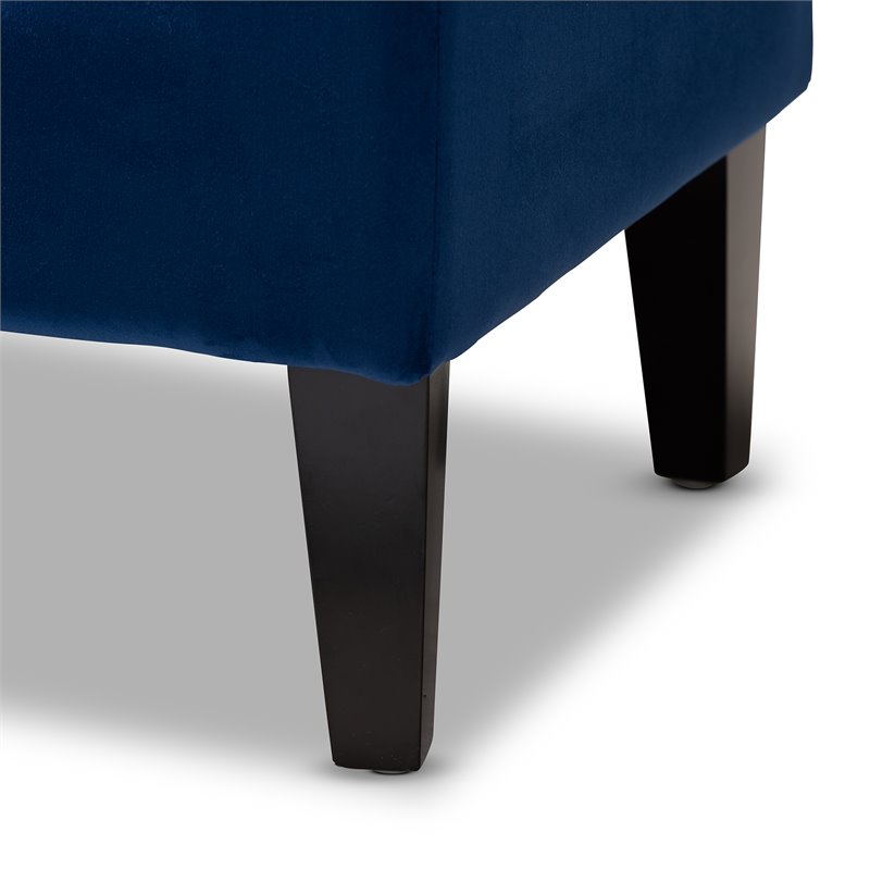 Bowery Hill Tufted Velvet and Wood Bench in Royal Blue