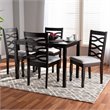 Bowery Hill 5-Piece Wood Dining Set in Gray and Brown