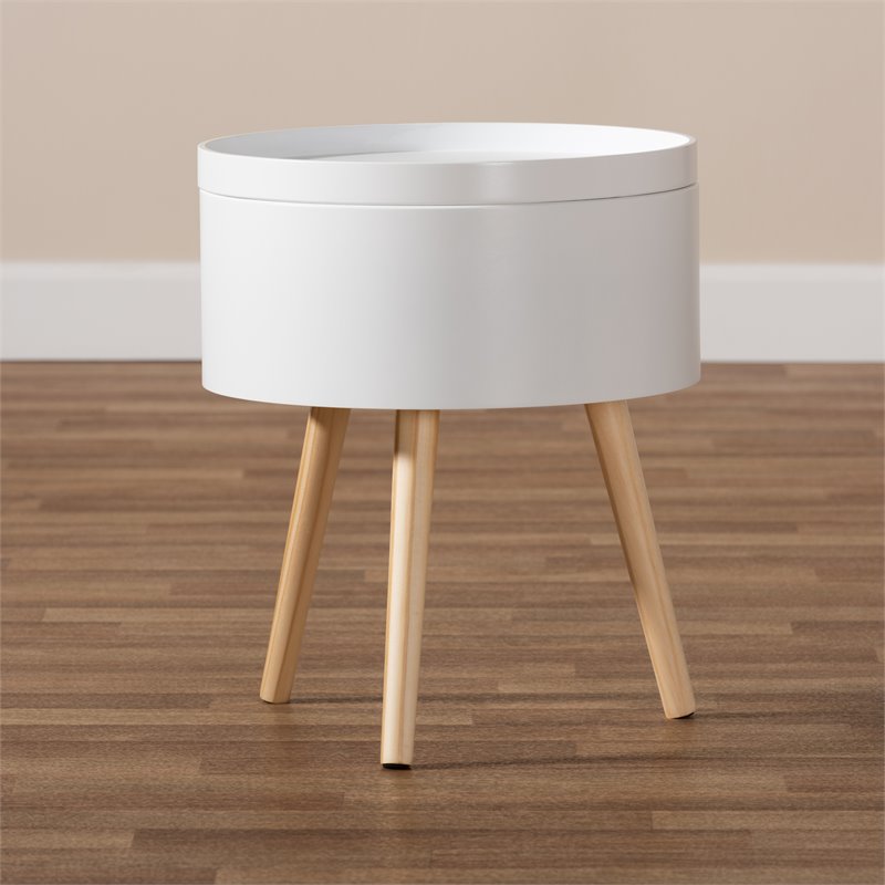 Bowery Hill Modern Wood End Table with Removable Top in White