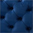Bowery Hill Modern Tufted Velvet Ottoman in Blue and Gold
