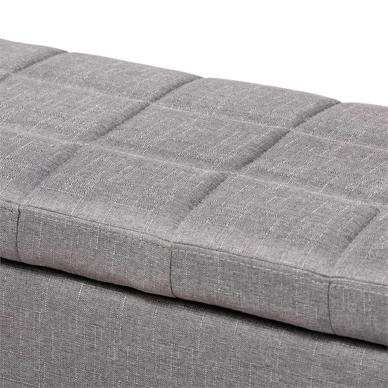Bowery Hill Tufted Fabric Ottoman with Storage in Gray