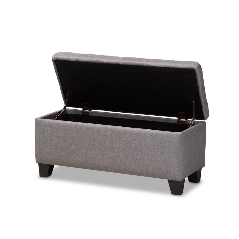 Bowery Hill Tufted Fabric Ottoman with Storage in Gray