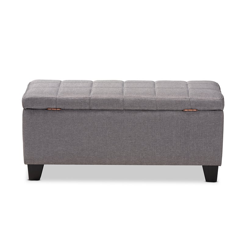 Bowery Hill Tufted Fabric Ottoman with Storage in Gray