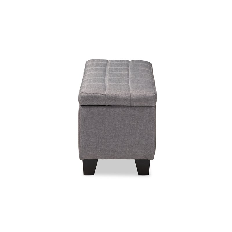 Bowery Hill Tufted Fabric Ottoman with Storage in Gray