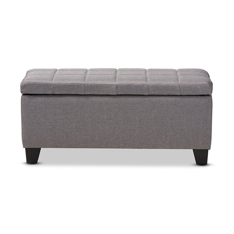 Bowery Hill Tufted Fabric Ottoman with Storage in Gray