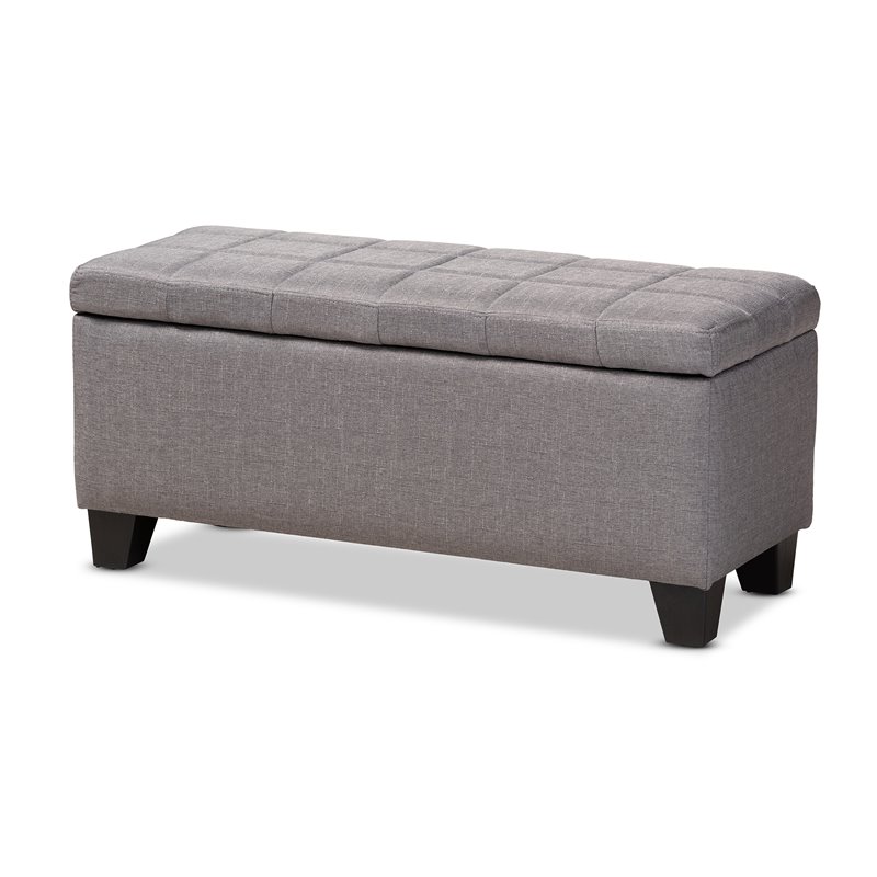 Bowery Hill Tufted Fabric Ottoman with Storage in Gray