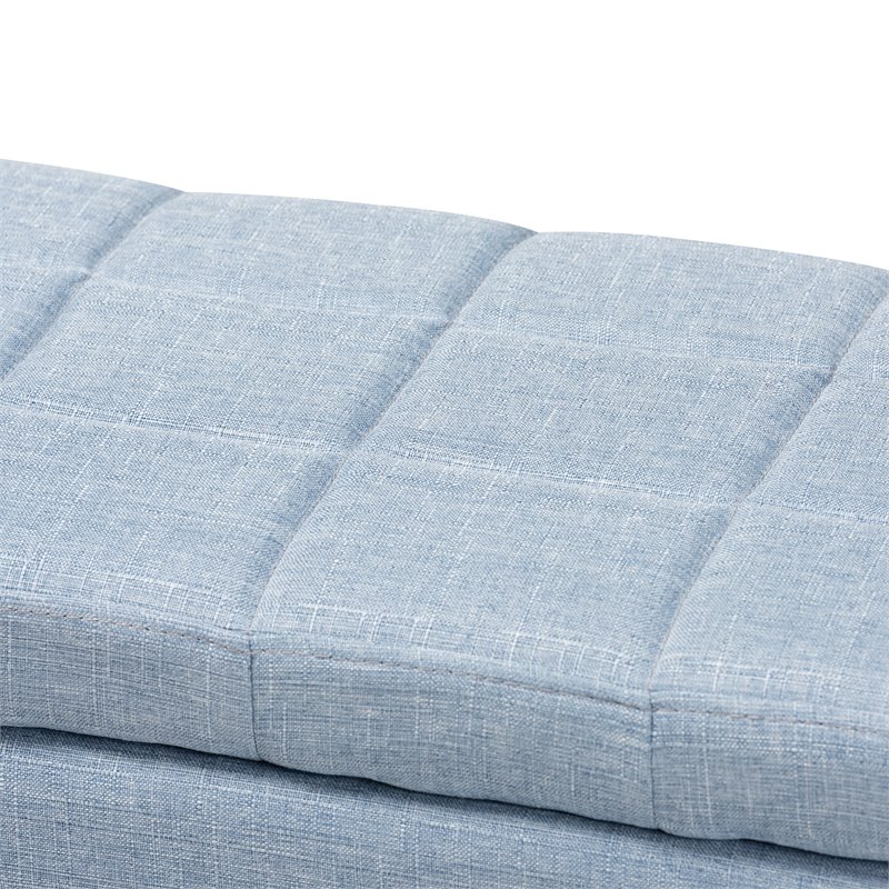 Bowery Hill Tufted Fabric Ottoman with Storage in Light Blue