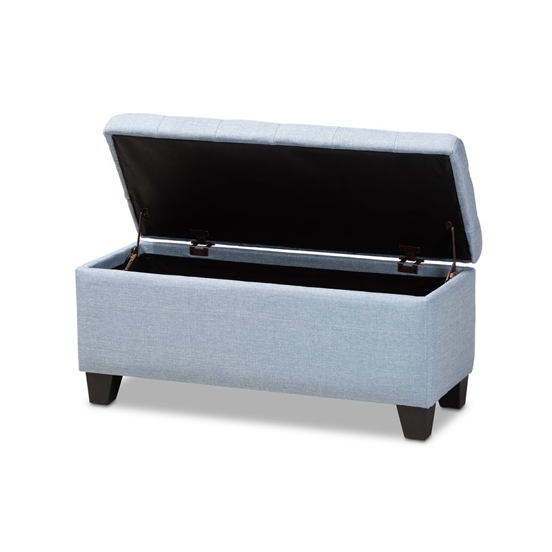 Bowery Hill Tufted Fabric Ottoman with Storage in Light Blue