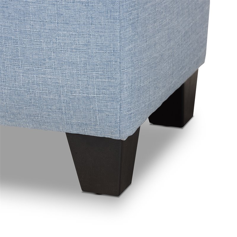 Bowery Hill Tufted Fabric Ottoman with Storage in Light Blue