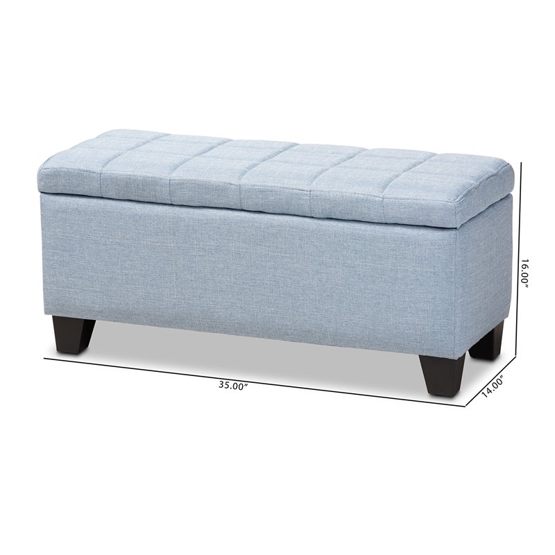 Bowery Hill Tufted Fabric Ottoman with Storage in Light Blue