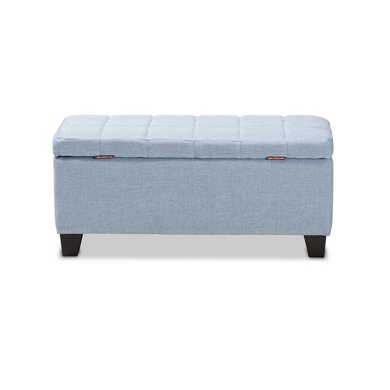 Bowery Hill Tufted Fabric Ottoman with Storage in Light Blue