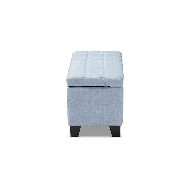Bowery Hill Tufted Fabric Ottoman with Storage in Light Blue