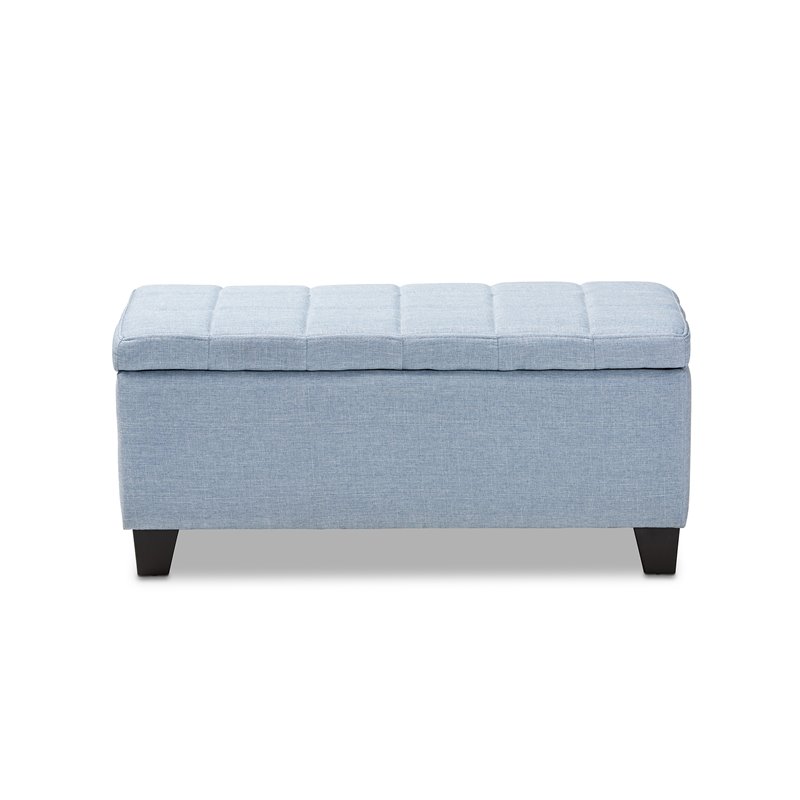 Bowery Hill Tufted Fabric Ottoman with Storage in Light Blue
