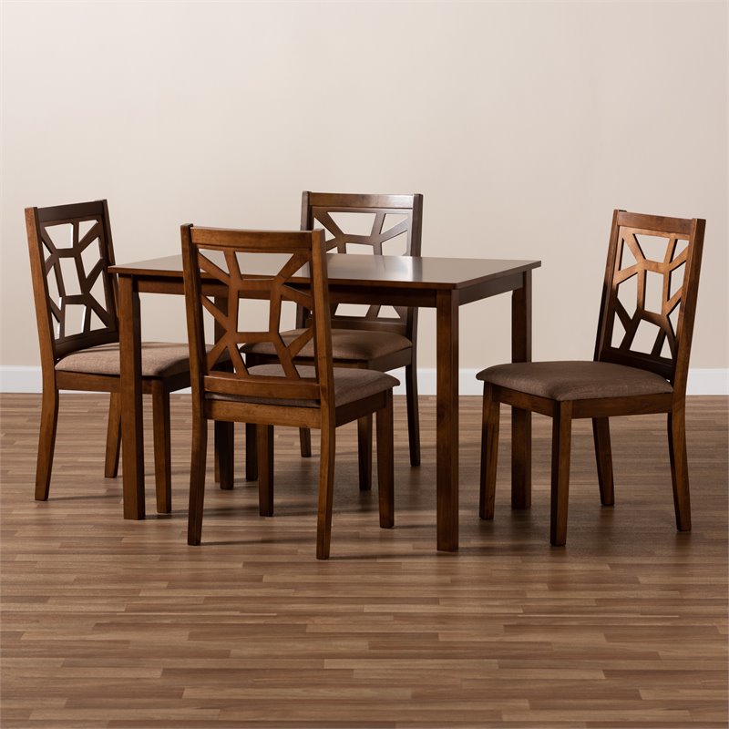 Bowery Hill 5-Piece Wood Dining Set in Brown and Walnut