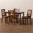 Bowery Hill 5-Piece Wood Dining Set in Brown and Walnut