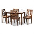 Bowery Hill 5-Piece Wood Dining Set in Brown and Walnut