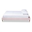 Bowery Hill Mid-Century Upholstered Velvet Platform Full Bed in Pink