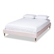 Bowery Hill Mid-Century Upholstered Velvet Platform Full Bed in Pink