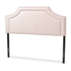 Bowery Hill Modern Velvet/Wood Queen Headboard with Adjustable Legs in Pink