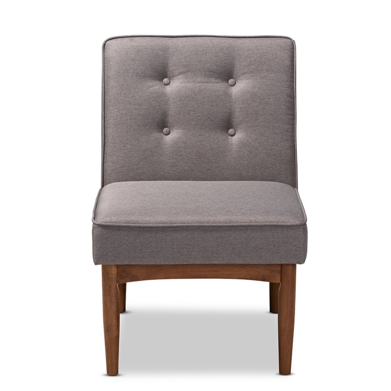 Bowery Hill Modern Fabric Upholstered and Wood Accent Chair in Gray