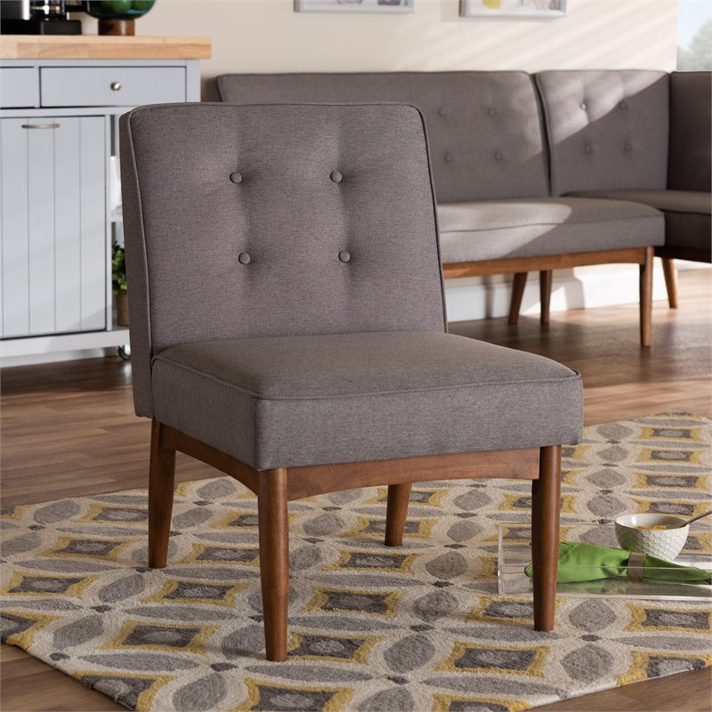 Bowery Hill Modern Fabric Upholstered and Wood Accent Chair in Gray
