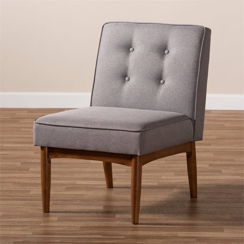 Bowery Hill Modern Fabric Upholstered and Wood Accent Chair in Gray