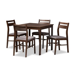 bowery hill 5-piece wood dining set in gray and dark walnut brown