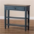 Bowery Hill Contemporary Wood 1-Drawer Console Table in Blue