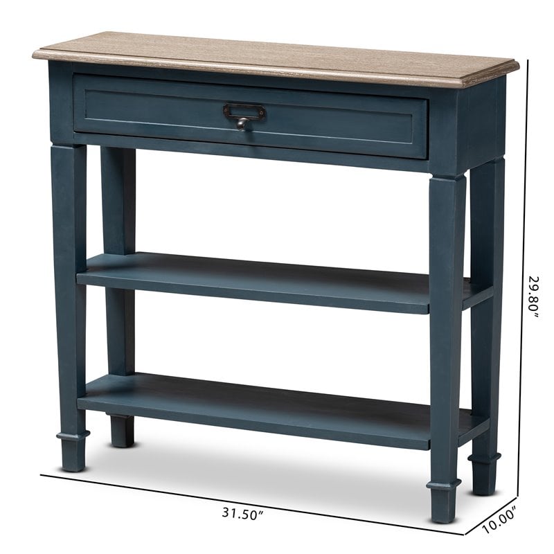 Bowery Hill Contemporary Wood 1-Drawer Console Table in Blue