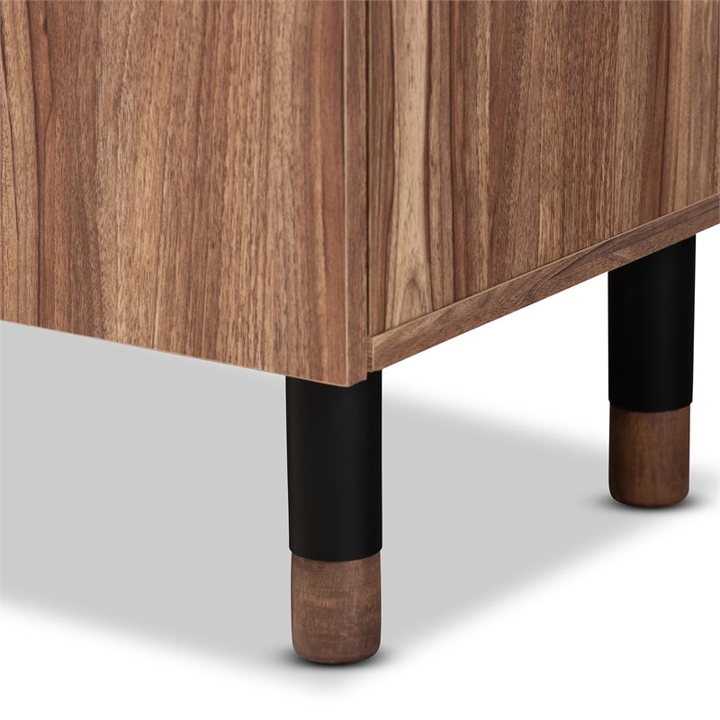 Bowery Hill 2-Door Wood Shoe Storage Cabinet with Drawer in Oak-Black