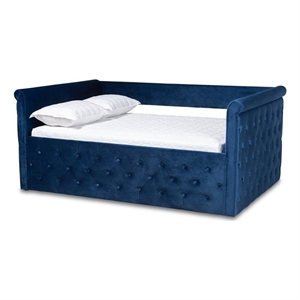 bowery hill navy blue velvet queen size daybed