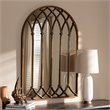 Bowery Hill Decorative Arched Window Wall Mirror in Bronze