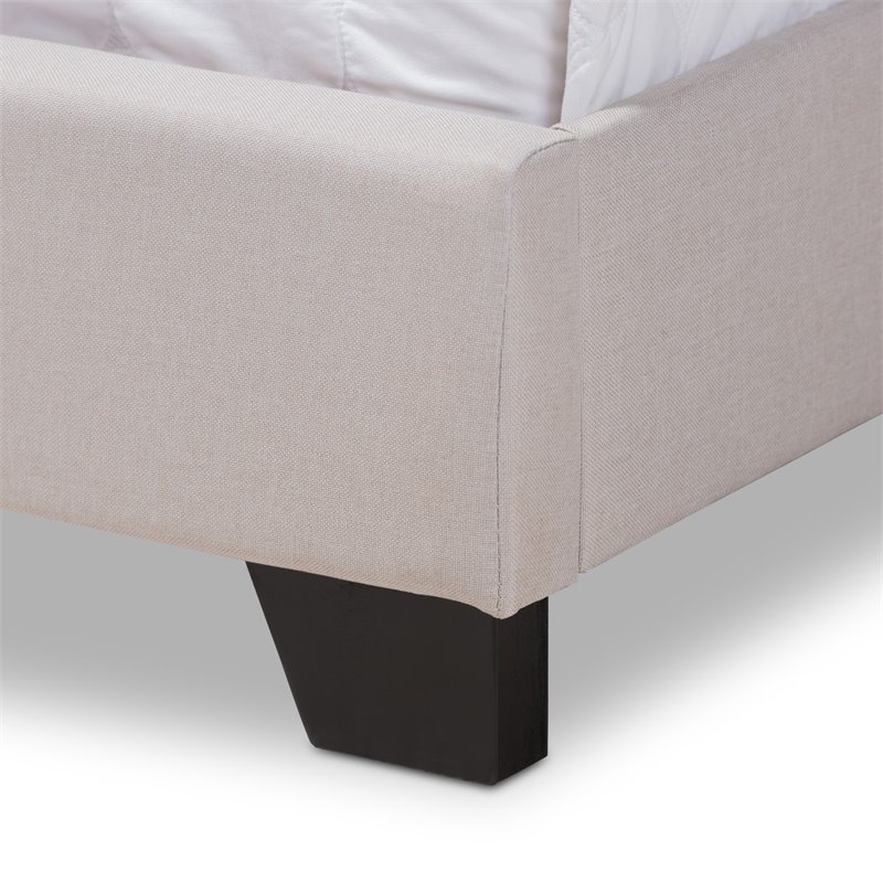 Bowery Hill Modern Upholstered Fabric Tufted King Bed in Beige
