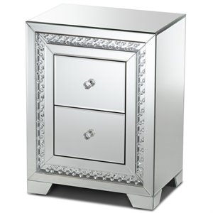 bowery hill 2 drawer mirrored nightstand
