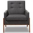 Bowery Hill Mid-Century Upholstered Lounge Chair in Dark Grey and Walnut