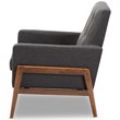 Bowery Hill Mid-Century Upholstered Lounge Chair in Dark Grey and Walnut