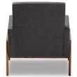 Bowery Hill Mid-Century Upholstered Lounge Chair in Dark Grey and Walnut