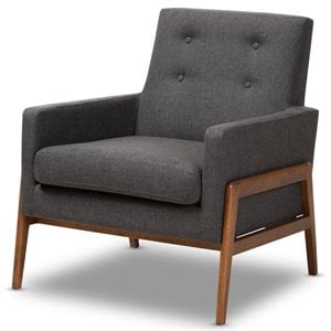 Bowery Hill Upholstered Dark Grey Lounge Chair Rectangular Button-Tufted 31.69&quot Unassembled