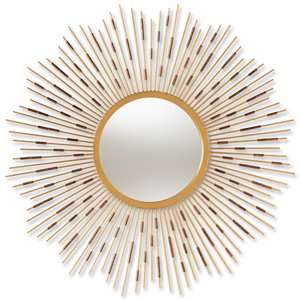 Bowery Hill Sunburst Decorative Wall Mirror in Gold