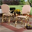 Bowery Hill Dining Side Chair in Beige and Red (Set of 2)