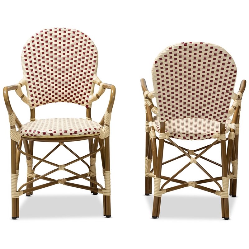 Bowery Hill Dining Side Chair in Beige and Red (Set of 2)