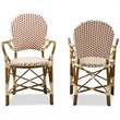 Bowery Hill Dining Side Chair in Beige and Red (Set of 2)