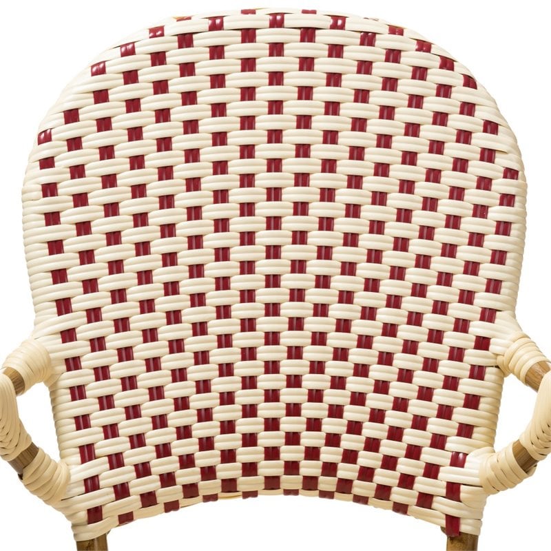 Bowery Hill Dining Side Chair in Beige and Red (Set of 2)