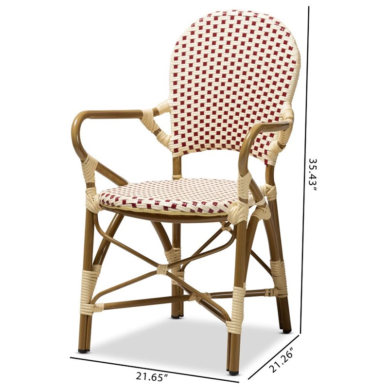 Bowery Hill Dining Side Chair in Beige and Red (Set of 2)