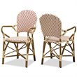 Bowery Hill Dining Side Chair in Beige and Red (Set of 2)