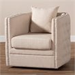 Bowery Hill Beige Fabric Upholstered Tufted Swivel Chair
